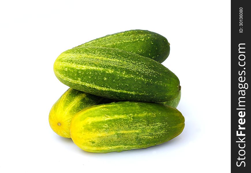 Fresch cucumbers on white background