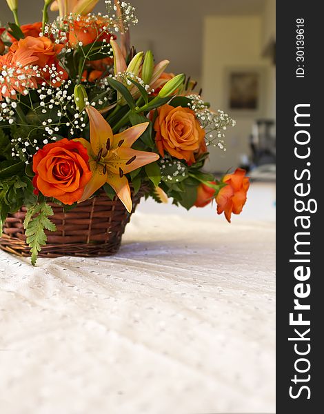 A bouquet of orange flowers on a white background. A bouquet of orange flowers on a white background