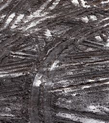 Tire Tracks In The Mud Stock Photography