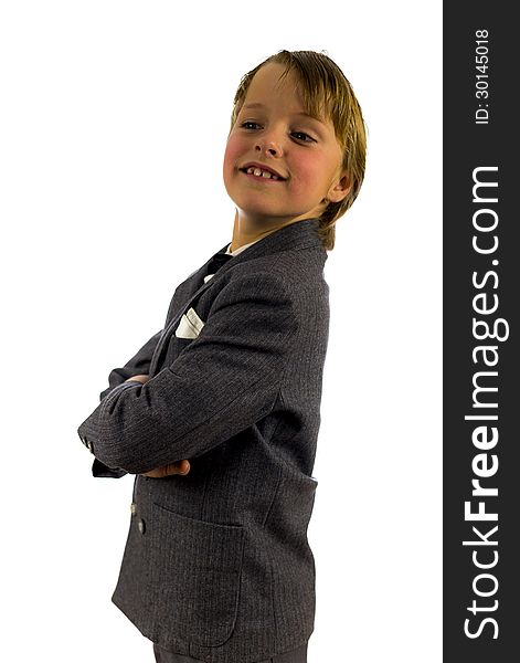 Boy in old fashioned clothings, on white background. Boy in old fashioned clothings, on white background