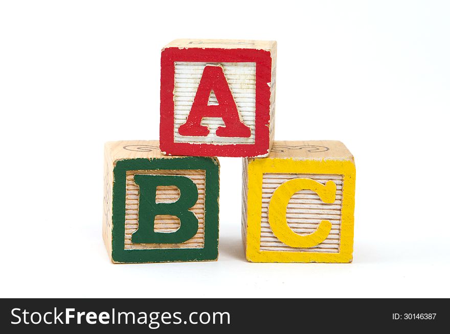 ABC wooden blocks isolated on a white background