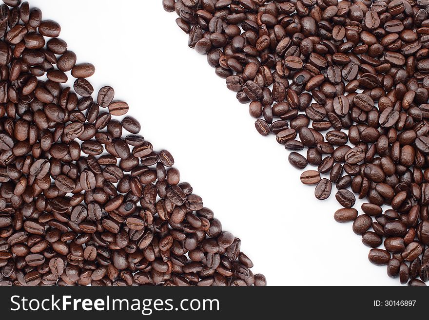 Coffee beans background isolated on white