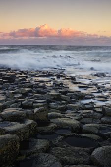 Sunrise At The Famous Giant S Causeway Royalty Free Stock Image