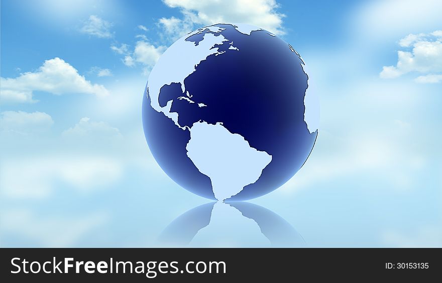 A blank clean blue globe background with sky background. Ready to editing, compositing or improve further according to your design needs. A blank clean blue globe background with sky background. Ready to editing, compositing or improve further according to your design needs.