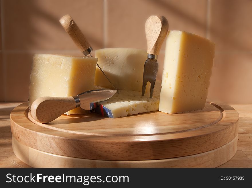 Variety of Italian cheeses, parmesan cheese, pecorino, asiago