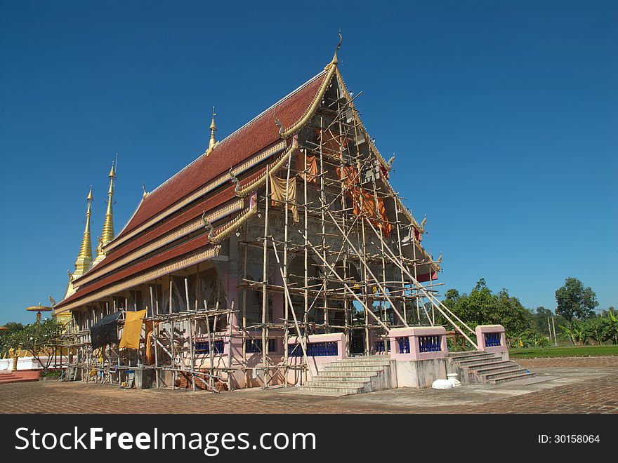 The building at temple is under construction