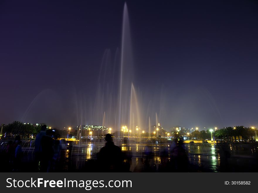 Music fountain at night