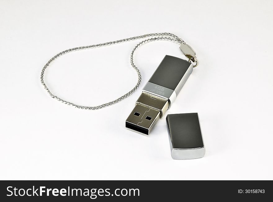 USB flash drive on a chain. USB flash drive on a chain