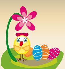 Little Chicken And Eggs Royalty Free Stock Image Little Chicken And Eggs Royalty Free Stock Image
