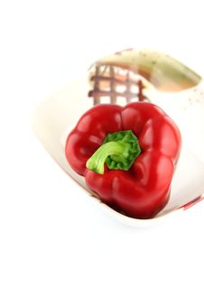 Red Bell Peppers On White Background. Stock Photography