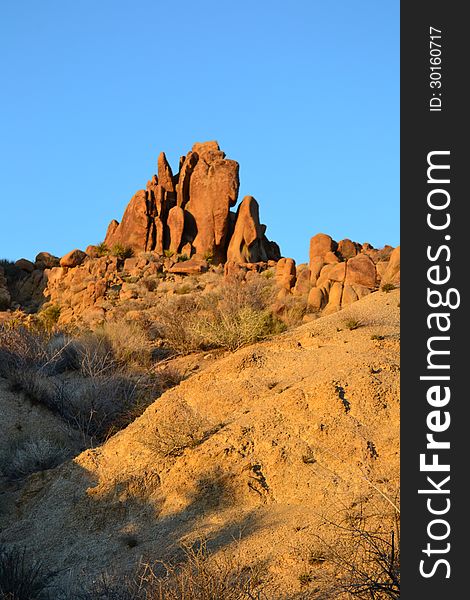 The rocks at sunset in the joshua tree National Park. The rocks at sunset in the joshua tree National Park