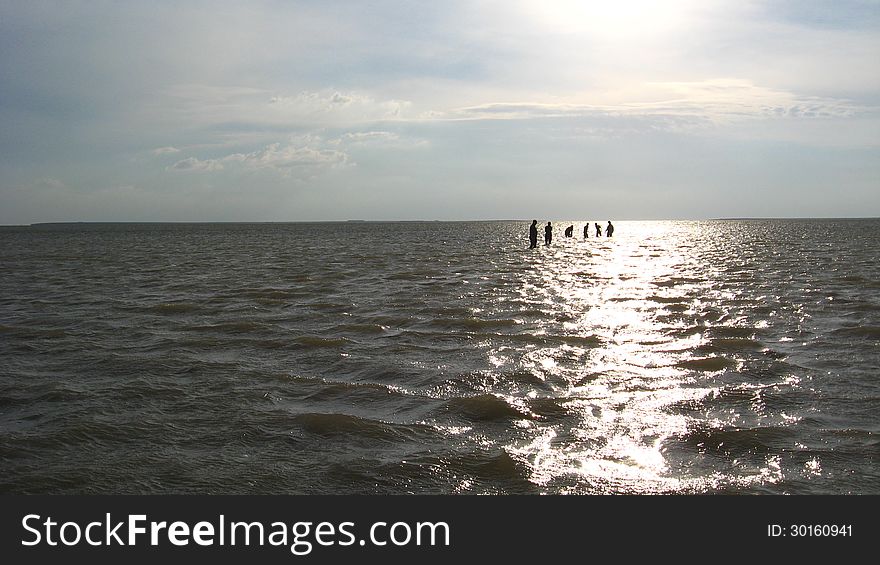 People bathing in the sea