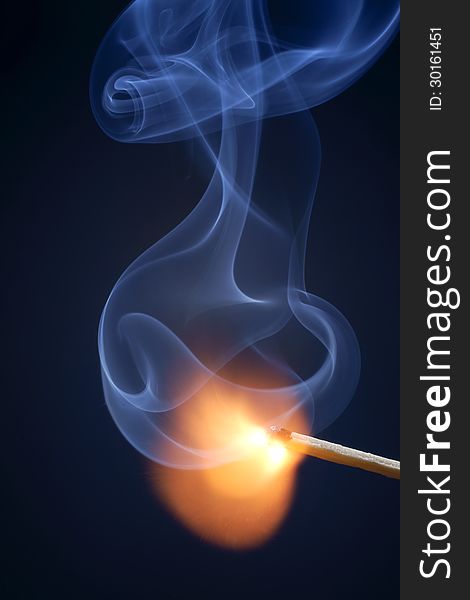 Matchstick with fire and smoke. Matchstick with fire and smoke