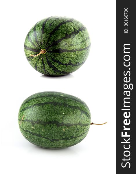 Two Action Watermelon On White Background.