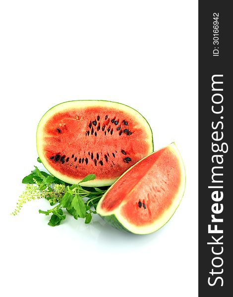 The Focus Watermelon On White Background.