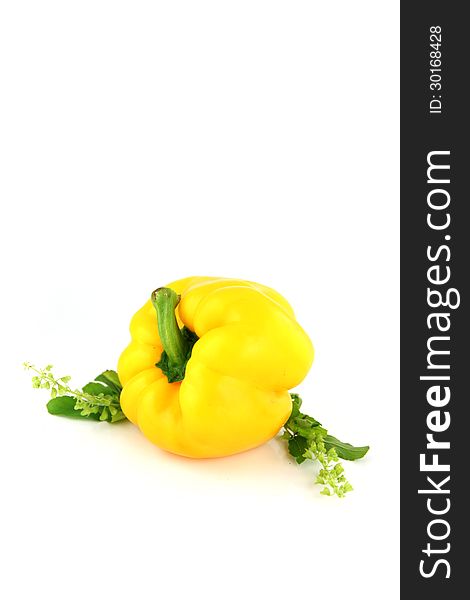 Yellow Bell peppers on white Background.