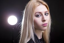 Portrait Of A Blonde With A Light Behind Her Royalty Free Stock Photography Portrait Of A Blonde With A Light Behind Her Royalty Free Stock Photography