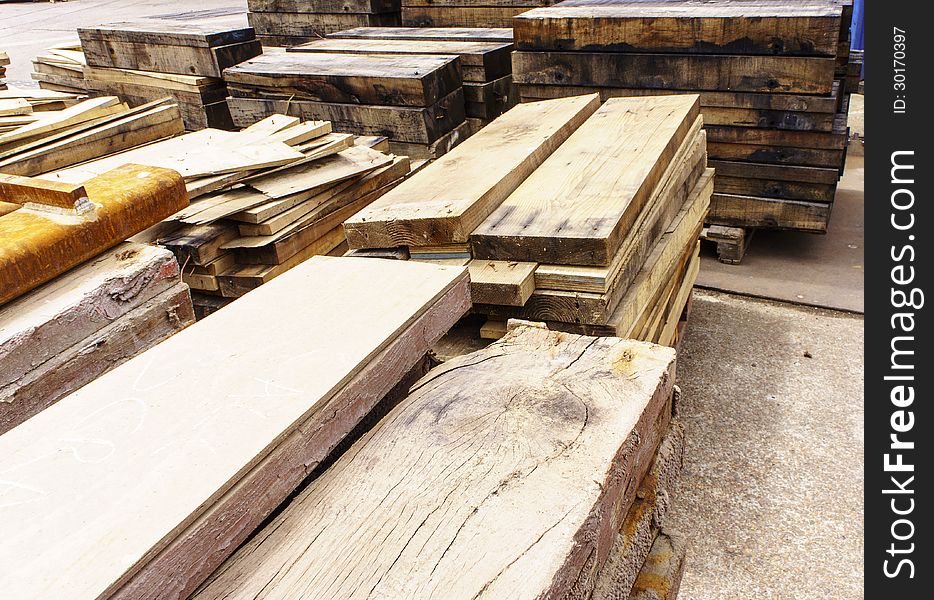 Pile of logs in a factory