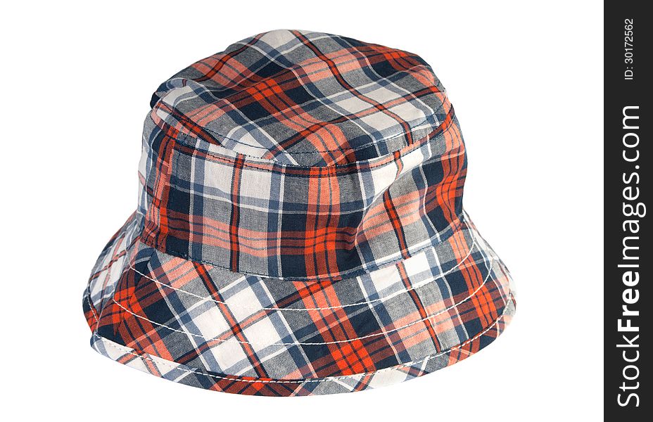 Tartan summer hat on white background