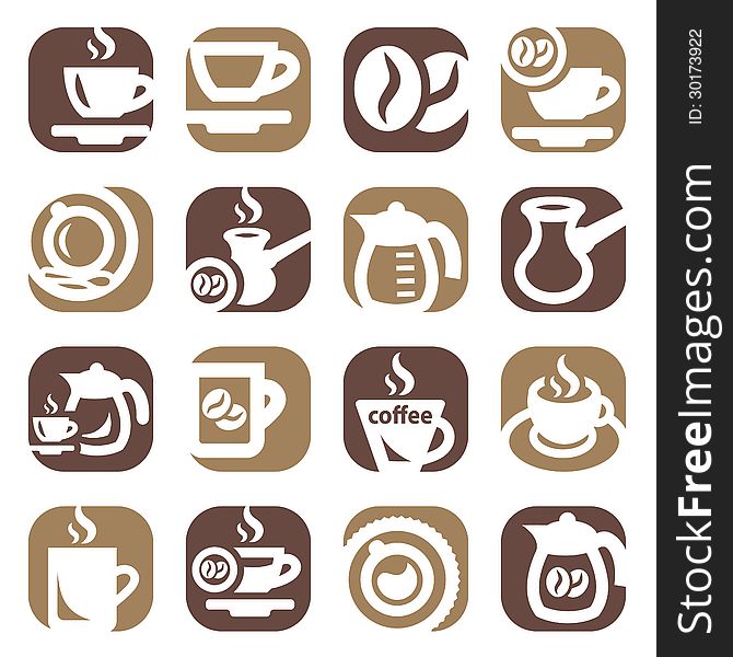 Color coffee icon set