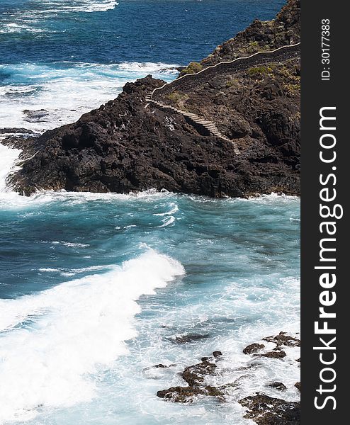 Stairs to sea at Tenerife Island, Spain. Stairs to sea at Tenerife Island, Spain