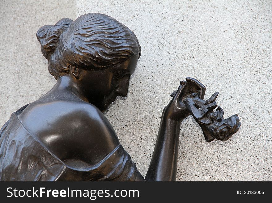 Grieving Woman With Flowers  Sculpture