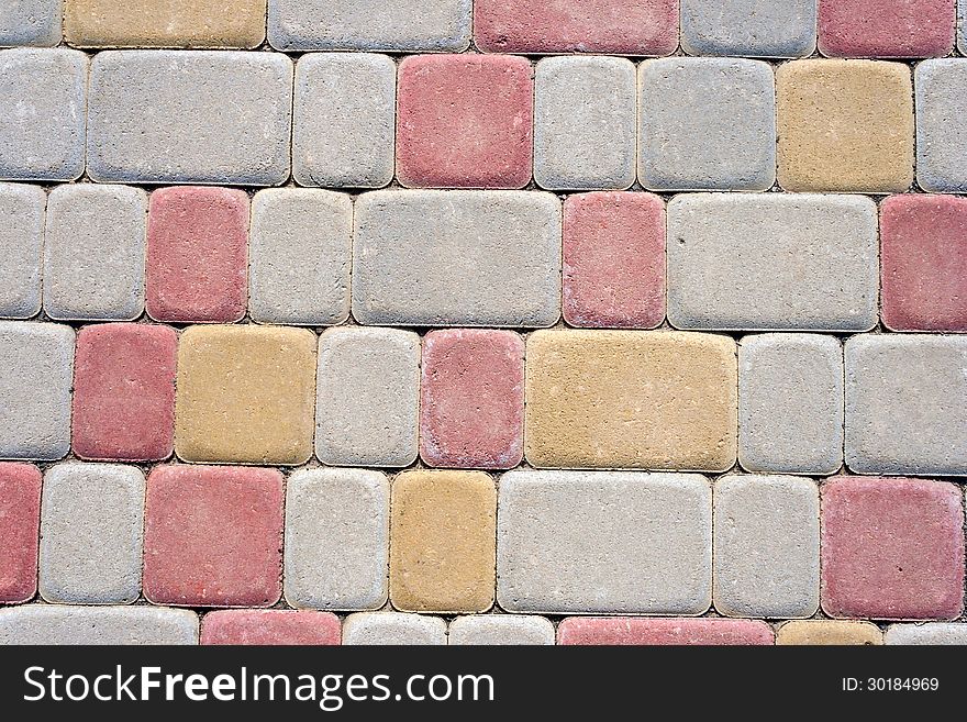 Colored concrete floor tile bricks. Colored concrete floor tile bricks