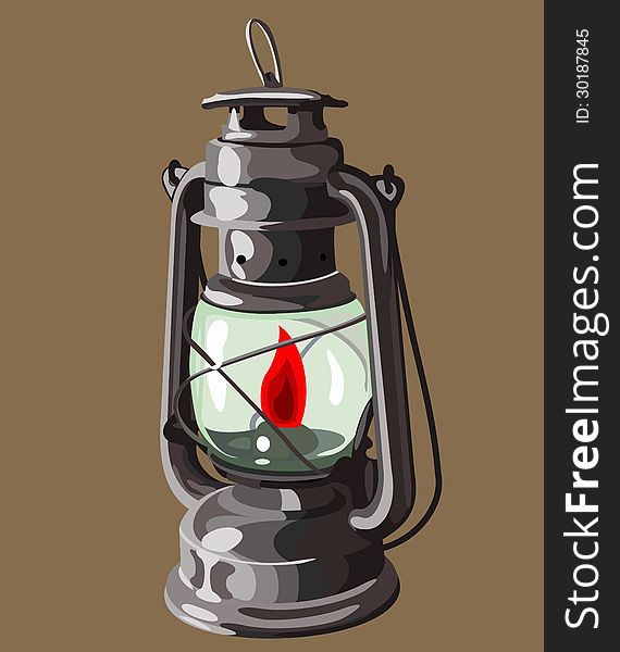 The vector of an oil lamp in the style of mosaic .No gradient mesh, no transparent objects.