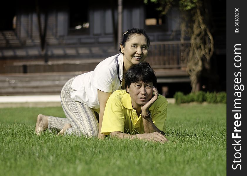 Portrait of beautiful senior couple in park