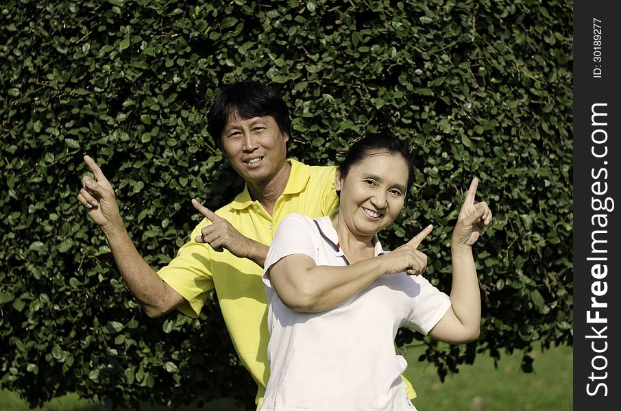 Happy senior couple having a fun together, outdoor