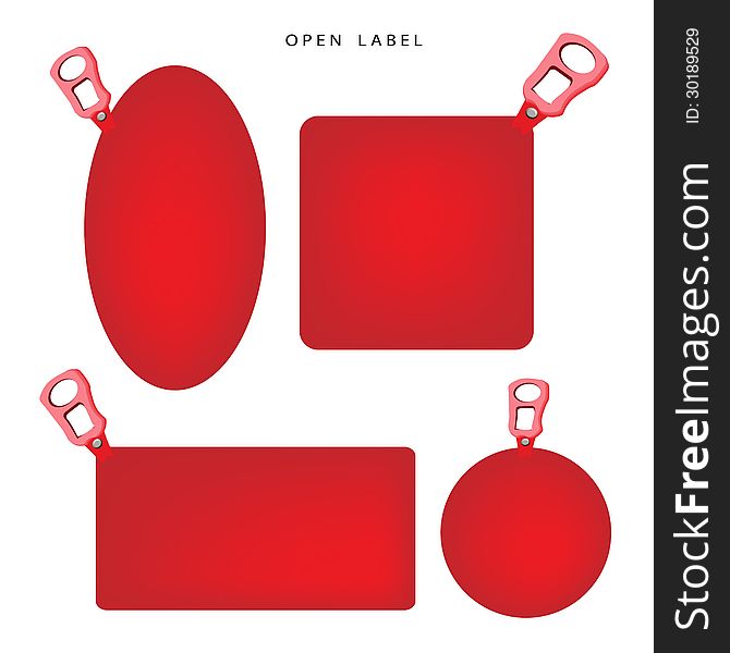 Illustration Set Of Red Banner With Pull Ring