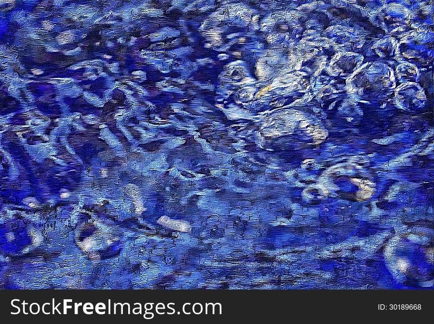 Painting blue abstract with bubbles