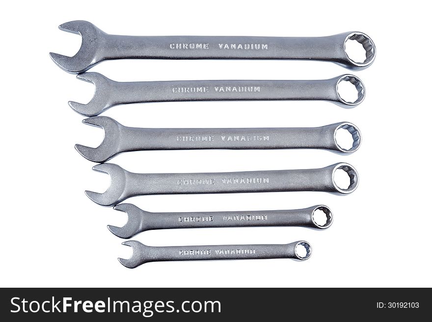 Spanners isolated on white background