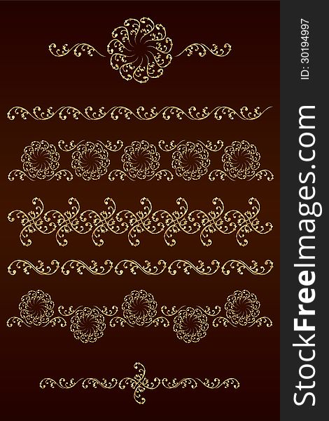 Set Of Vector Borders With Floral Elements