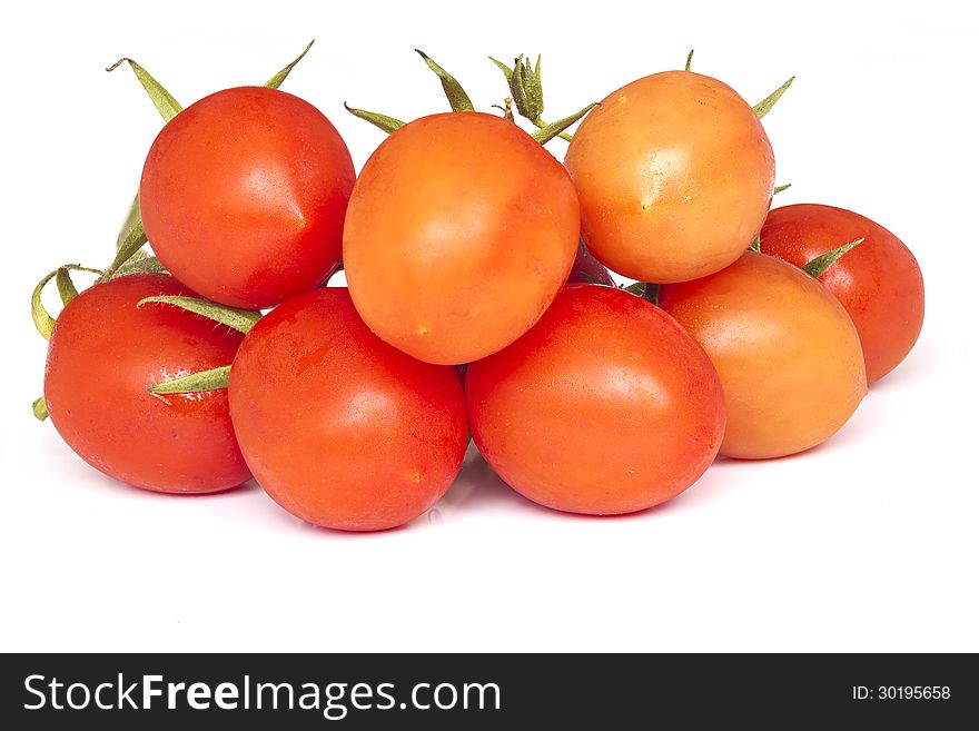 Fresh tomatoes on white