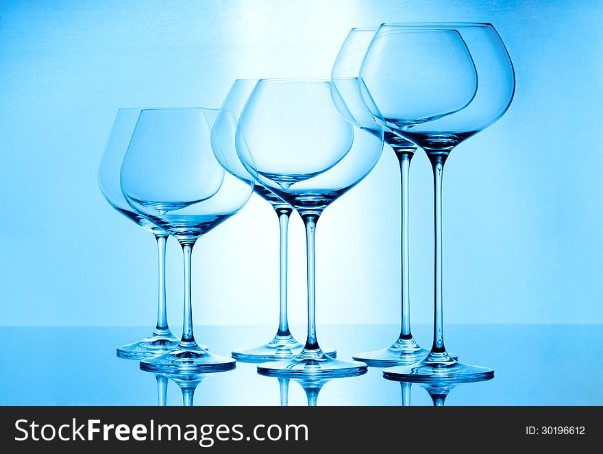 Set of empty wineglasses. Studio shot