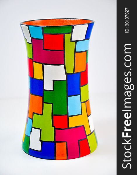 Colorful hand made vase crafted by artisans. Colorful hand made vase crafted by artisans