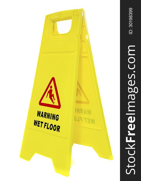 Warning Wet Floor Isolated on White. Warning Wet Floor Isolated on White