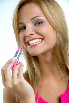 Girl With Pink Lipstick Stock Photos Girl With Pink Lipstick Stock Photos