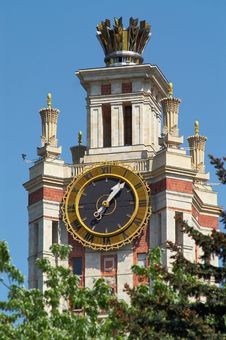 Clock Of The Moscow State Uni Stock Photos Clock Of The Moscow State Uni Stock Photos