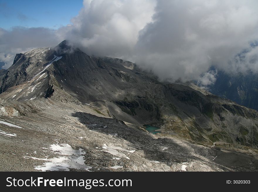 Detail of Hintertux glacier in Austrian Tirol