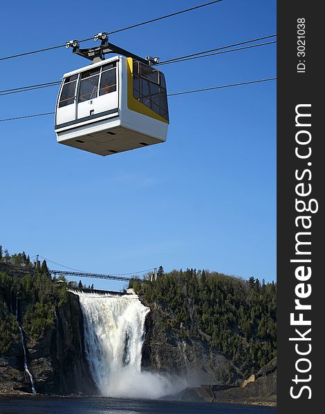 Cable Car And Waterfall