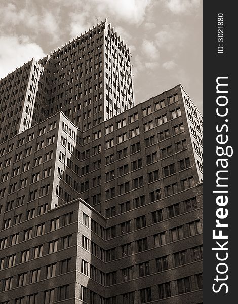 This skyscraper is photographed in the center of Berlin. This skyscraper is photographed in the center of Berlin.