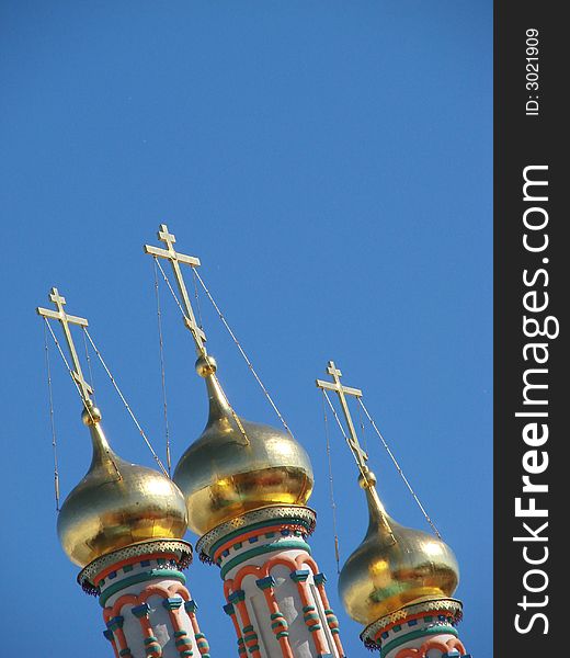 Domes of church in Moscow Kremlin. Domes of church in Moscow Kremlin.