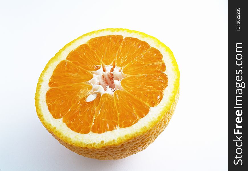 Sliced orange isolated on white with shadow