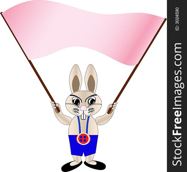 Hare with big rose flag