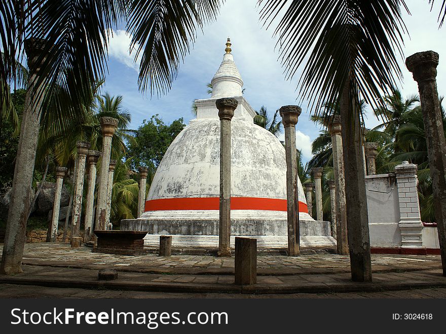 White dagoba in Mihintale, Sri Lanka