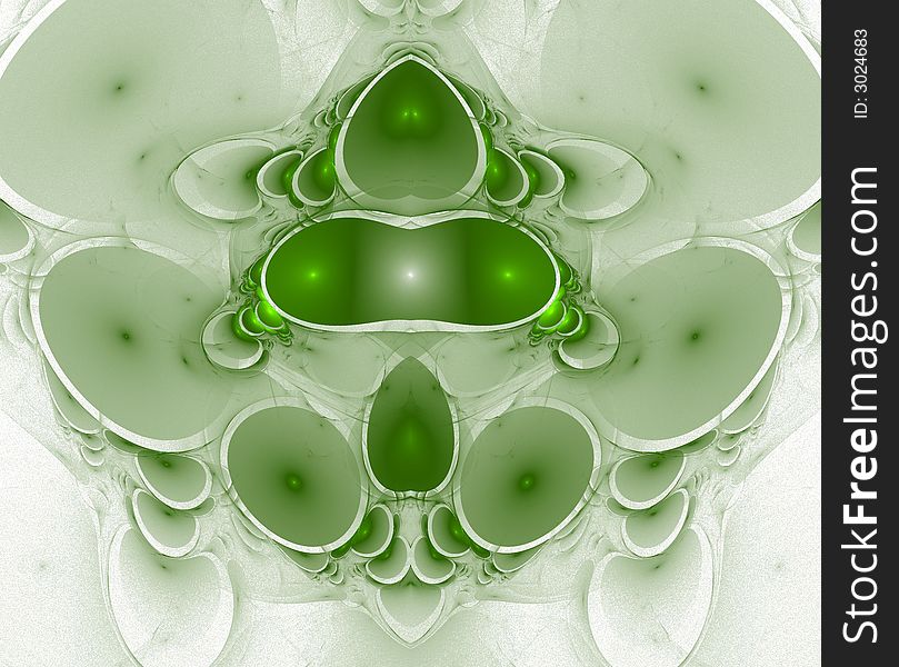 Abstract green tech flame on the white background