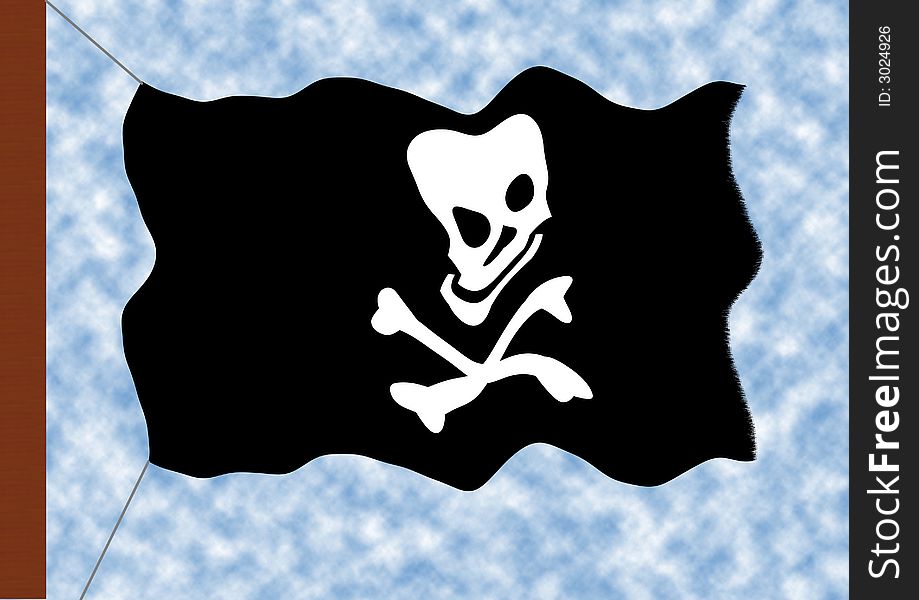 A flag with a white skull on the black background - the blackjack