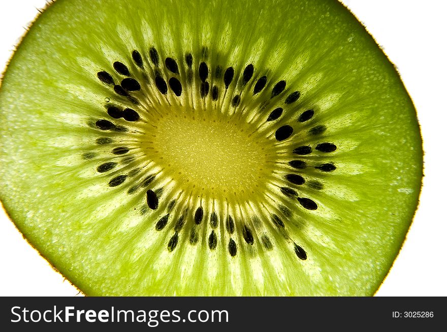 Closeup of backlit kiwi